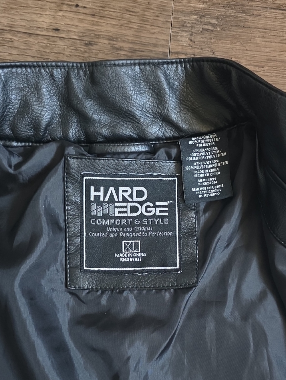 Hard EDGE•  Black Leather Motorcycle Jacket with Cream Shoulder Accents - Picture 4 of 11
